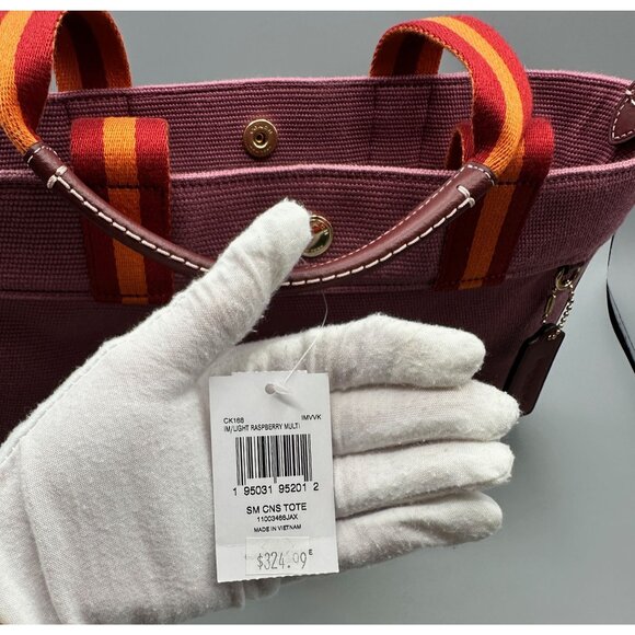 COACH Small Canvas And Smooth Leather Shoulder Tote Light Raspberry Multi Ck168 - Picture 8 of 16